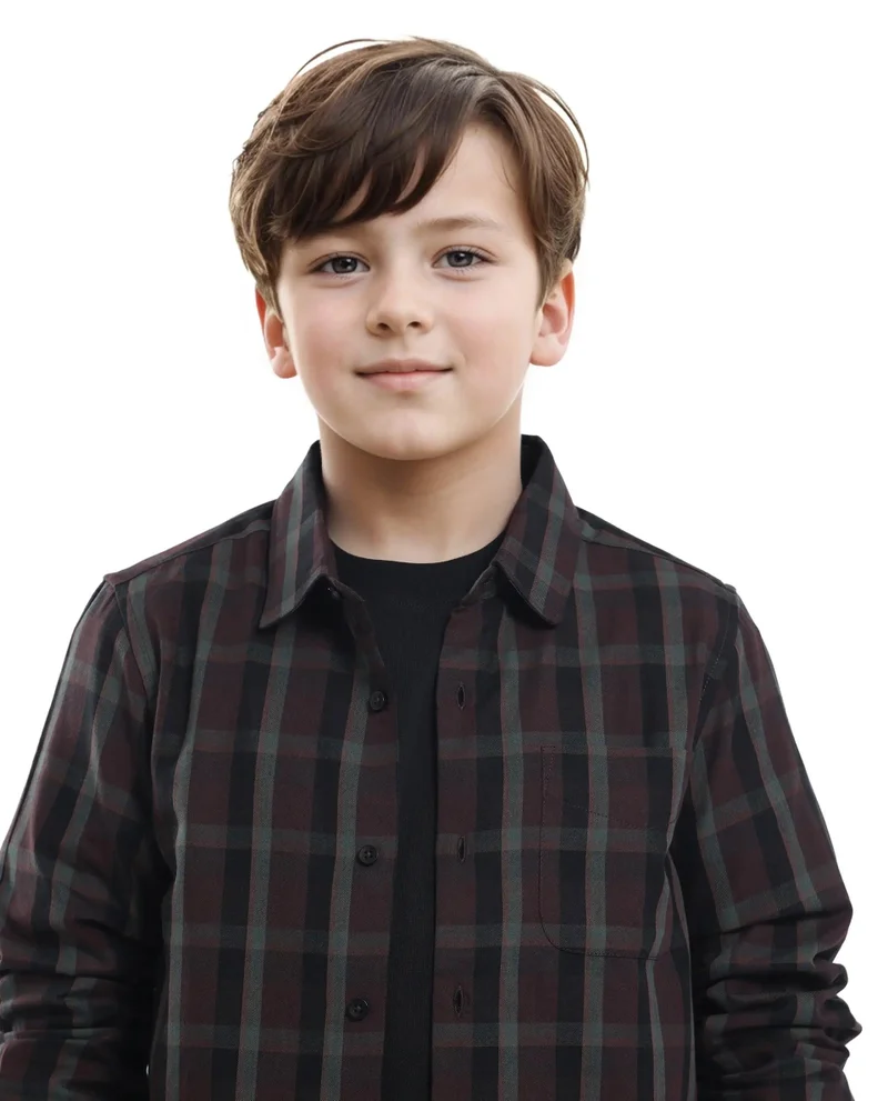 Rare Ones Rare Ones Kids Shilo Brown Cotton Full Sleeve Button Checked Regular Fit Shirt