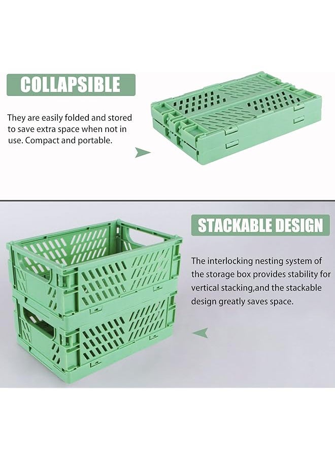 erorex 2 Pack Mini Foldable Plastic Baskets For Organizing And Storage Collapsible Storage Crate For Home Kitchen Bedroom Bathroom Office 5.9X3.8X2.2 Green  - Image 3