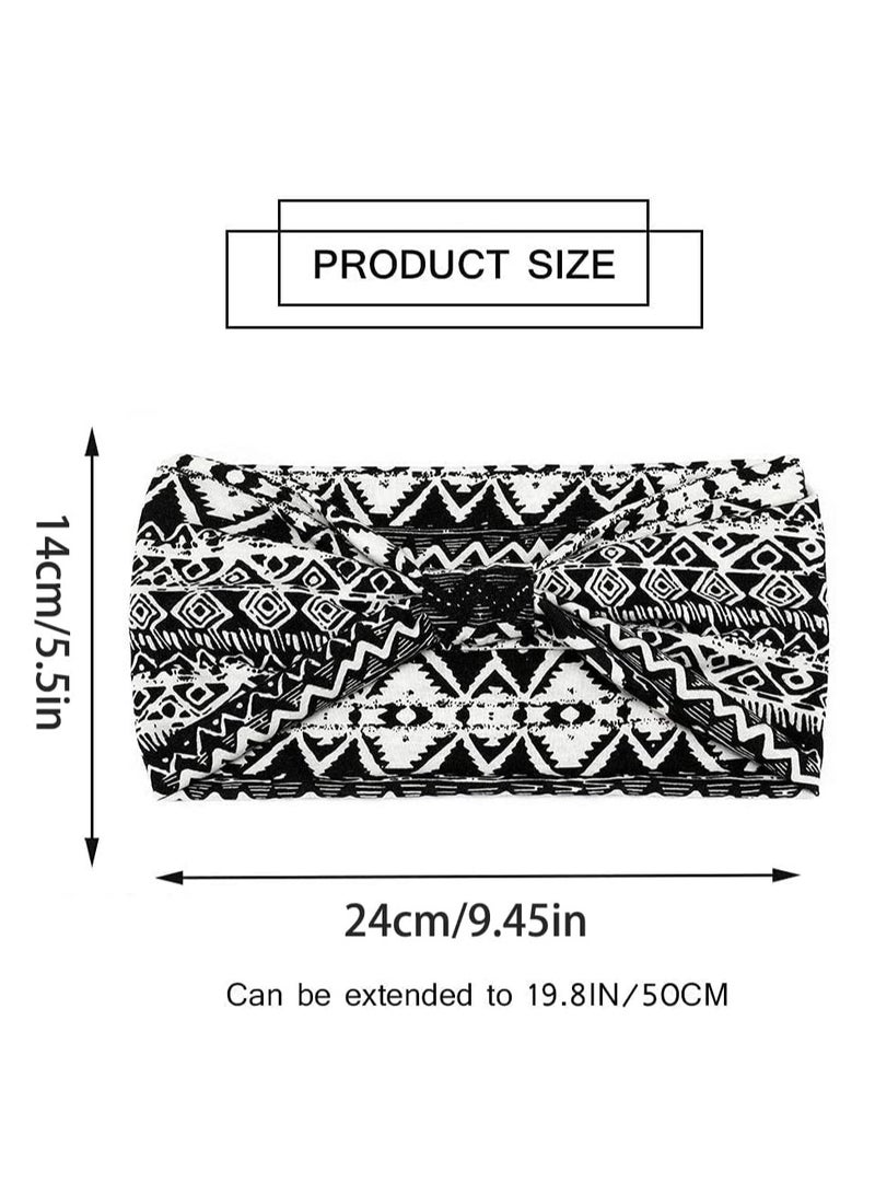 Barakah Boho Headbands Stretch Wide Hair Bands Black Elastic Yoga Sweatband Knoted Turban Headband Cloth Twist Head Wraps Stylish for Women and Girls 3 Pcs - Image 3