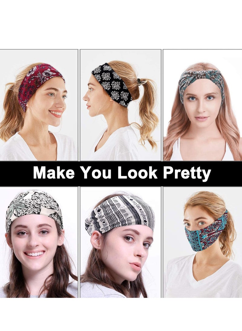 Barakah Boho Headbands Stretch Wide Hair Bands Black Elastic Yoga Sweatband Knoted Turban Headband Cloth Twist Head Wraps Stylish for Women and Girls 3 Pcs - Image 4