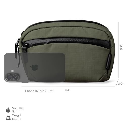 ALPAKA Flight Sling Bag 1L - Small Men's Crossbody Bag with Adjustable & Detachable Shoulder Strap - Tech Organizer Travel case, Weatherproof YKK Zipper, Compact Bag, Green Axoflux 210D - Image 4