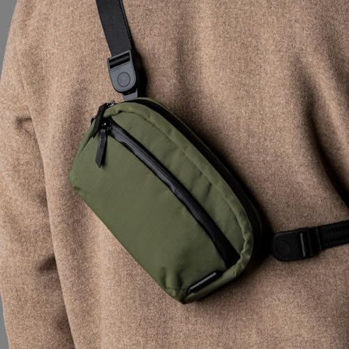 ALPAKA Flight Sling Bag 1L - Small Men's Crossbody Bag with Adjustable & Detachable Shoulder Strap - Tech Organizer Travel case, Weatherproof YKK Zipper, Compact Bag, Green Axoflux 210D - Image 3