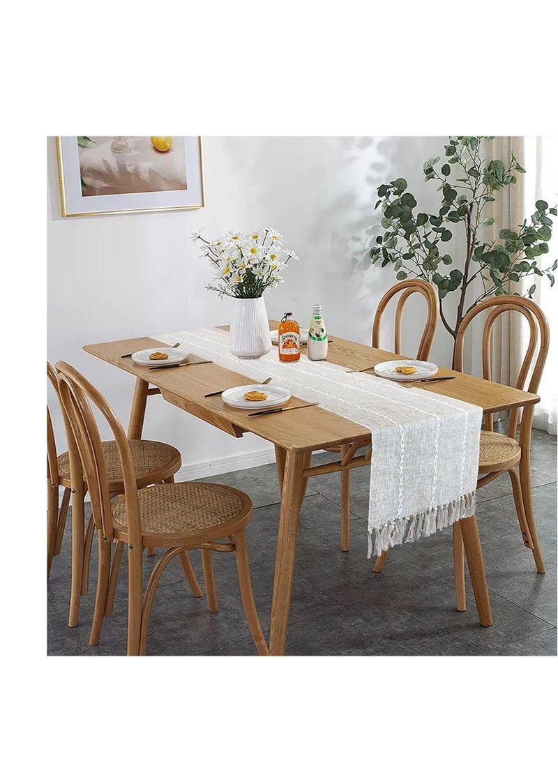 Captaintech Braided Farmhouse Table Runner, Cotton Linen Boho Table Runner, Vintage Woven Table Runner, Cotton Linen Table Decorations with Tassel for Dining Party Holiday Braided Desert Sage 13 x 70 - Image 5