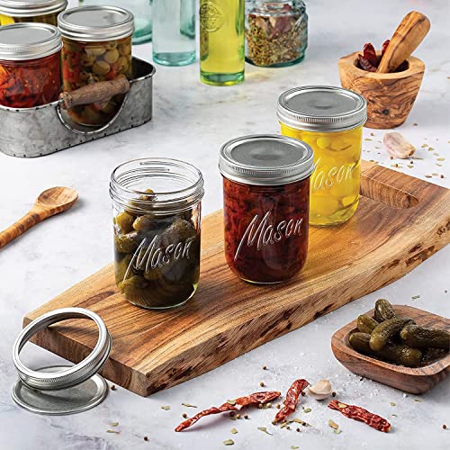 ZEPOLI - 500 ML Glass Regular Mouth Mason Jars with Silver Metal Airtight Lids for Meal Prep, Food Storage, Canning, Drinking (8 PACK) - Image 4