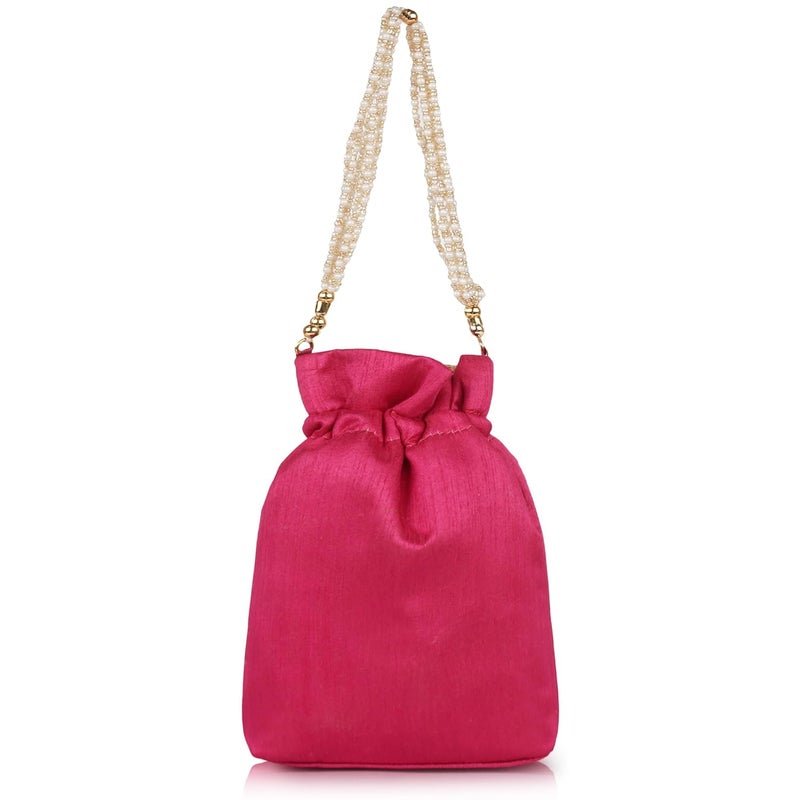 PLANX Velvet SilK Stylish Embroidery Unique Design Traditional Wedding Handheld Potli Bag For Women - Image 5