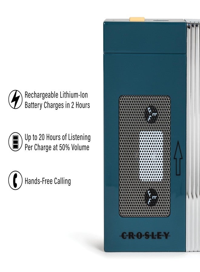 Crosley CR3047A-TL Mini Retro 80's Portable Bluetooth Speaker, Wireless with Microphone, Vintage, Teal - Image 2