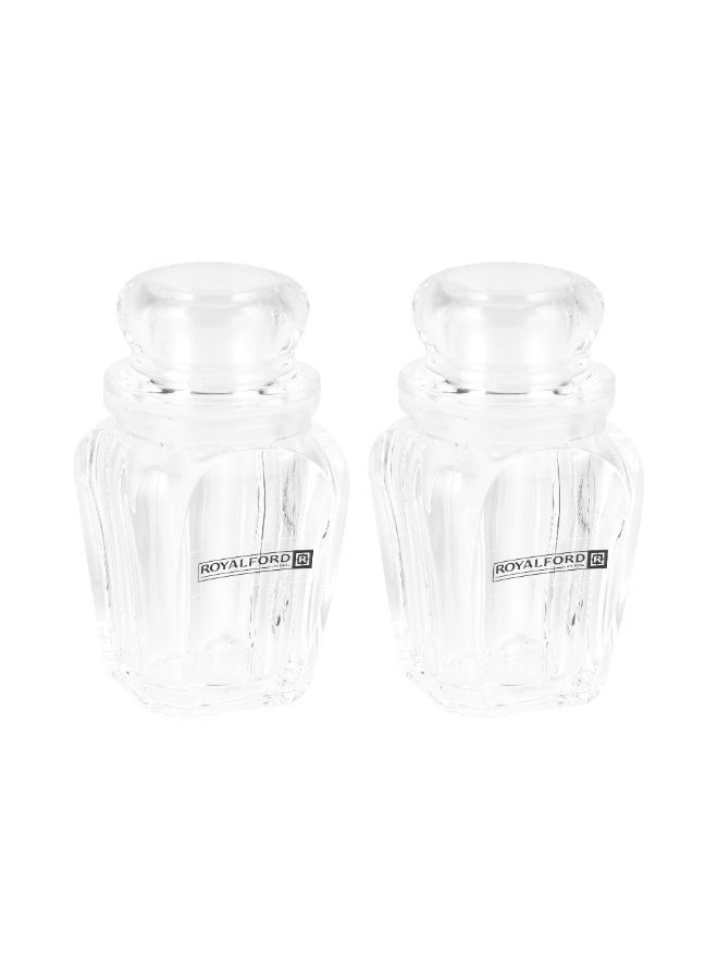 Royalford Acrylic Salt and Pepper Shaker Set with Holder- RF12765/ 70 ml Capacity, Shakers with Transparent Body clear - Image 2