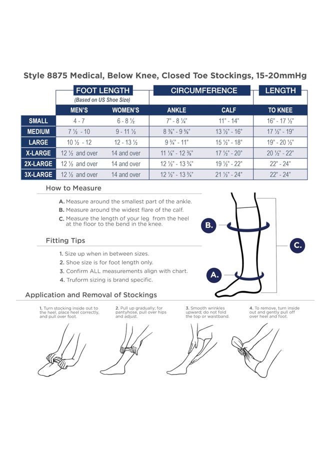 Truform 15-20 mmHg Compression Stockings for Men and Women, Knee High Length, Closed Toe, Beige, Large - Image 3