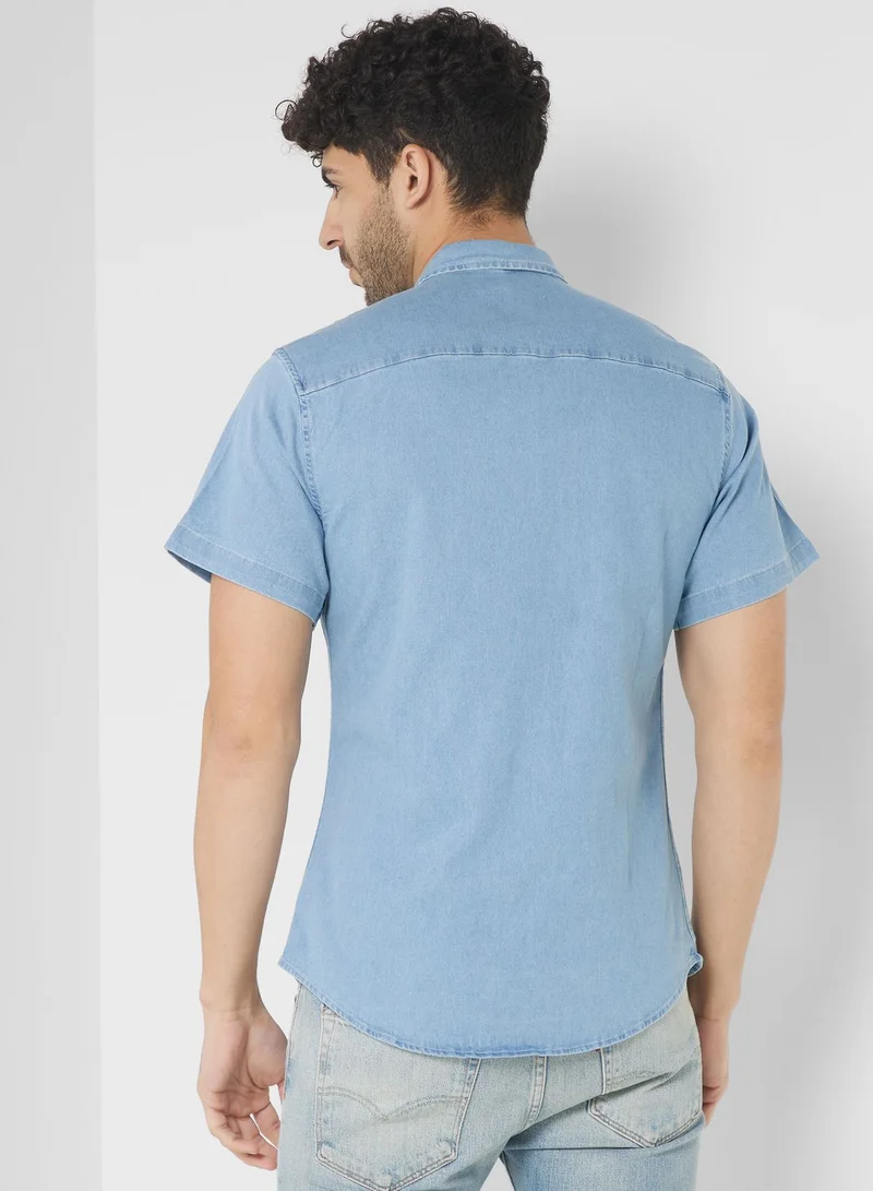 Seventy Five Skinny Fit Half Sleeve Shirt