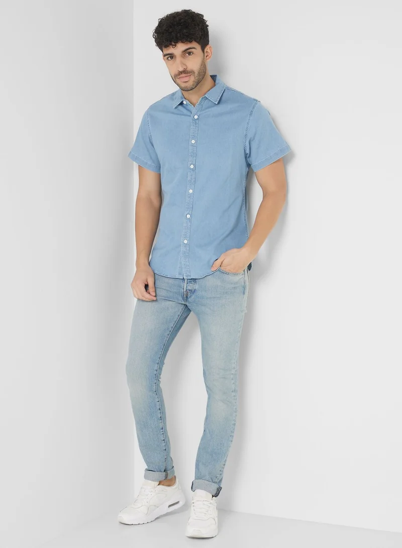 Seventy Five Skinny Fit Half Sleeve Shirt