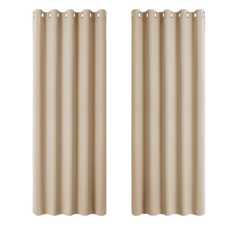 PONY DANCE Eyelet Beige Curtains  Drapes  72 Inch Length Thermal Drapery for Cold Against Energy Saving Window Panels for Bedroom 2 Pcs W 66 by L 72 Inch Biscotti Beige