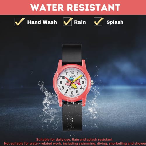 V2A Resin Analog Aeroplane Print Dial Cute Watch For Kids And Toddlers Unisex-Child Between 2 To 8 Years Of Age Black Band 30 M Waterproof Watches For Kids, Dial_White, Band_Gold - Image 5