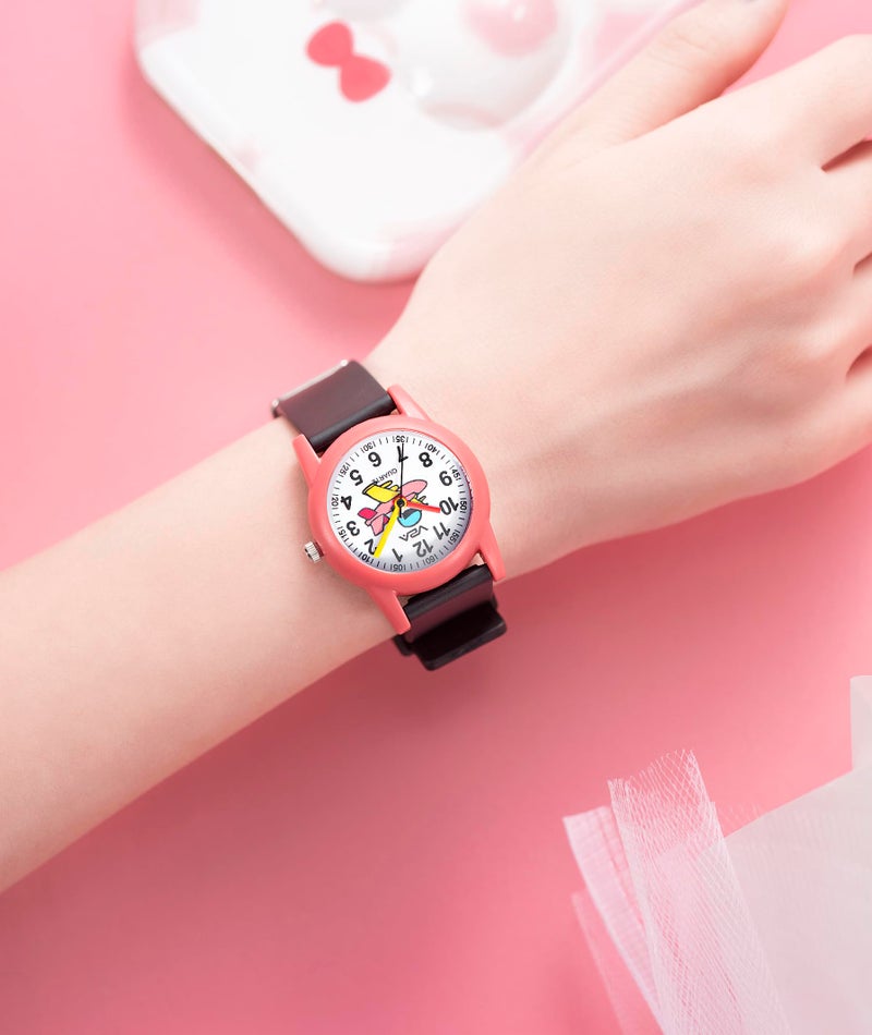 V2A Resin Analog Aeroplane Print Dial Cute Watch For Kids And Toddlers Unisex-Child Between 2 To 8 Years Of Age Black Band 30 M Waterproof Watches For Kids, Dial_White, Band_Gold - Image 3