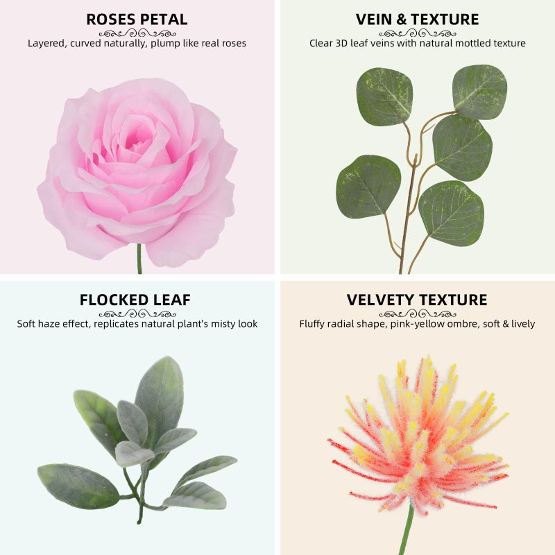DFRREN 24 Inch Spring Rose Wreath Handmade Wreath for Front Door, with Eucalyptus Berries & Flocking Prote, Farmhouse Wreath for Home Indoor Outdoor Wall Festival Farmhouse Holiday Decor Year Round - Image 3
