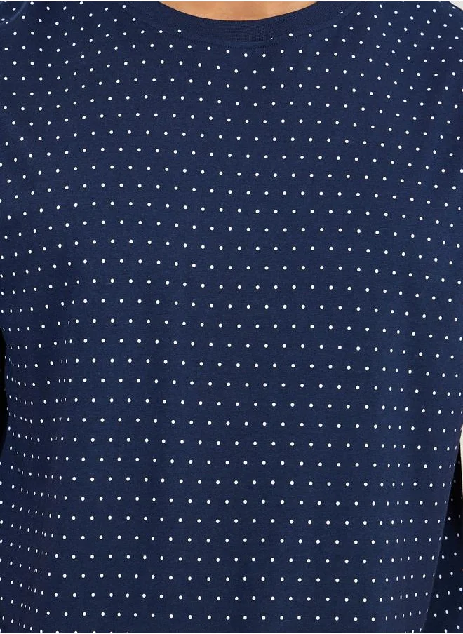 ستايلي Dot Print T-Shirt & Straight Pyjama Set