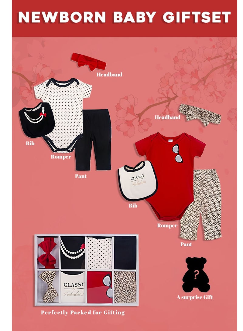 My Pumpkin Newborn Baby 8 pcs cute giftset with Body suits and Pants for girls - 9 in 1 - Image 4