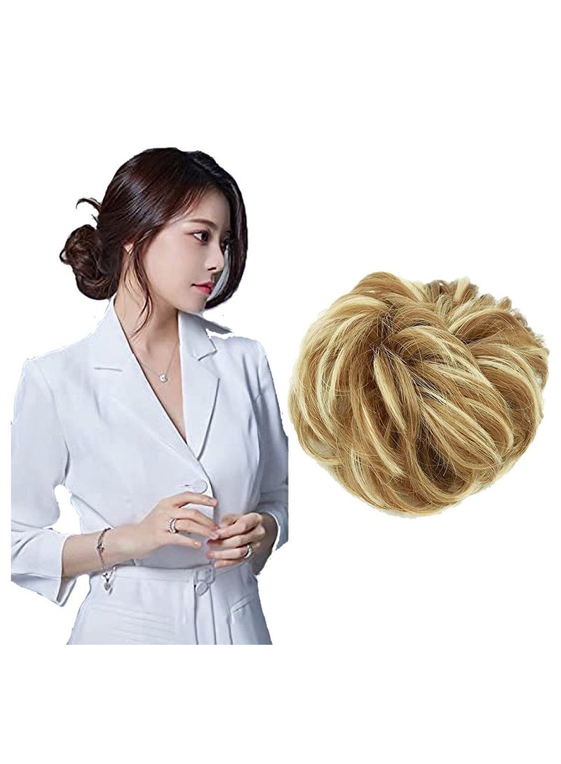 Estelle Eestelle messyBun Scrunchie with Elastic Rubber Band Ponytail Hair Extensions Updo Chignon Donut Ponytail Hairpiece Synthetic Tousled Hair for Women (27H613#) - Image 1