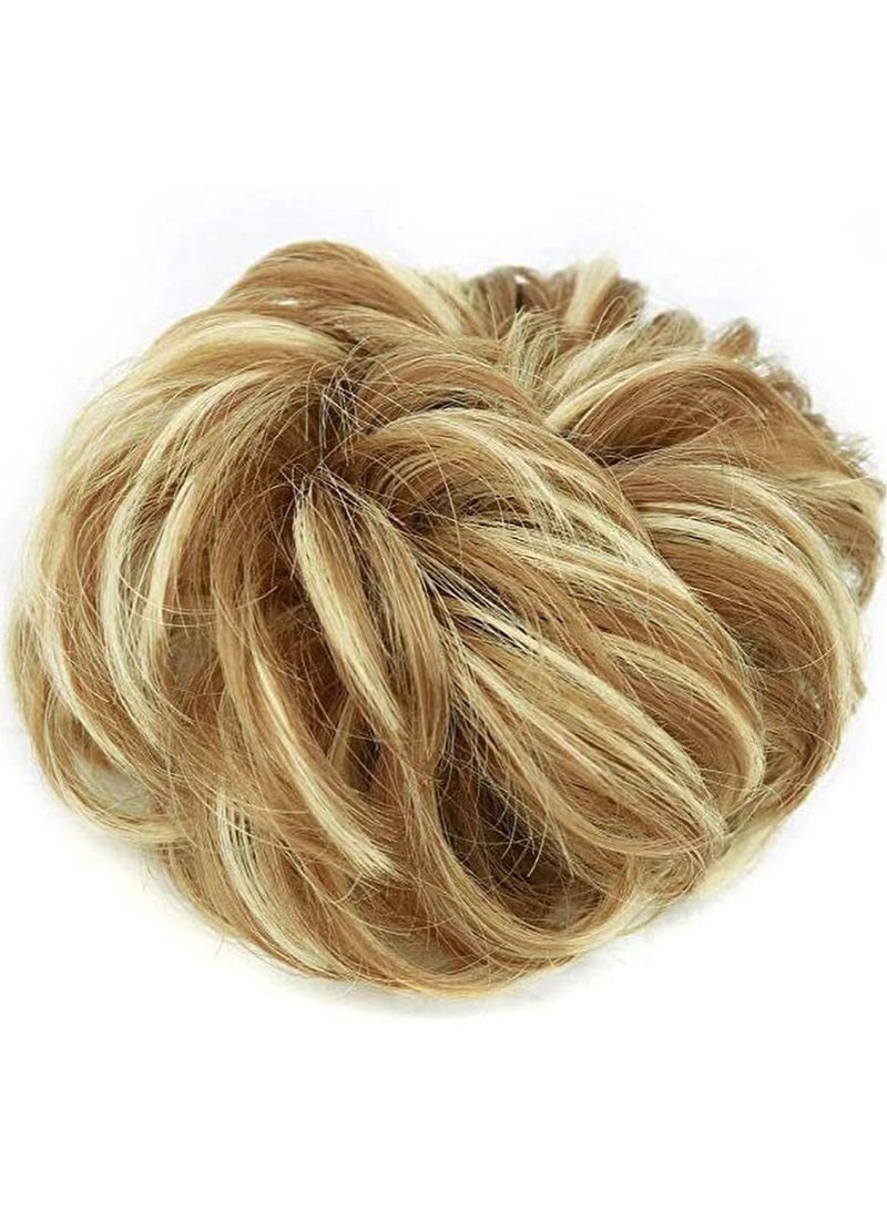 Estelle Eestelle messyBun Scrunchie with Elastic Rubber Band Ponytail Hair Extensions Updo Chignon Donut Ponytail Hairpiece Synthetic Tousled Hair for Women (27H613#) - Image 2