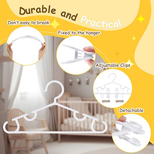 Hsei Baby Hangers with Clips, Plastic Kids Pants Hangers for Nursery Closet, Top and Bottom Clothes Hanger Set for Newborn Child Infant Toddler Boys and Girls(120 Packs,White,10.6 Inch) - Image 3