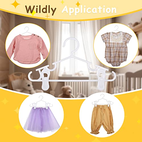 Hsei Baby Hangers with Clips, Plastic Kids Pants Hangers for Nursery Closet, Top and Bottom Clothes Hanger Set for Newborn Child Infant Toddler Boys and Girls(120 Packs,White,10.6 Inch) - Image 4