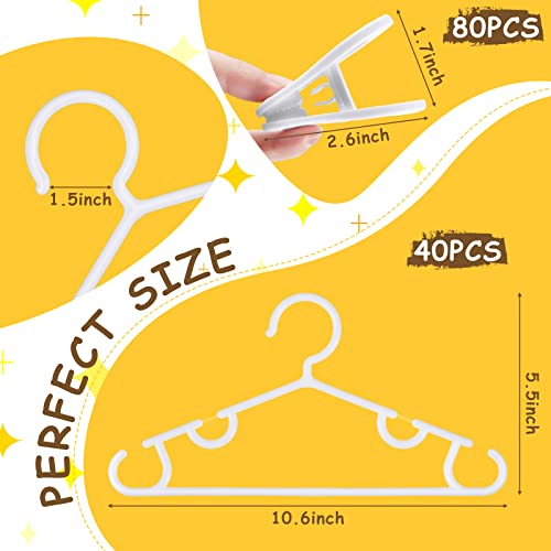 Hsei Baby Hangers with Clips, Plastic Kids Pants Hangers for Nursery Closet, Top and Bottom Clothes Hanger Set for Newborn Child Infant Toddler Boys and Girls(120 Packs,White,10.6 Inch) - Image 2