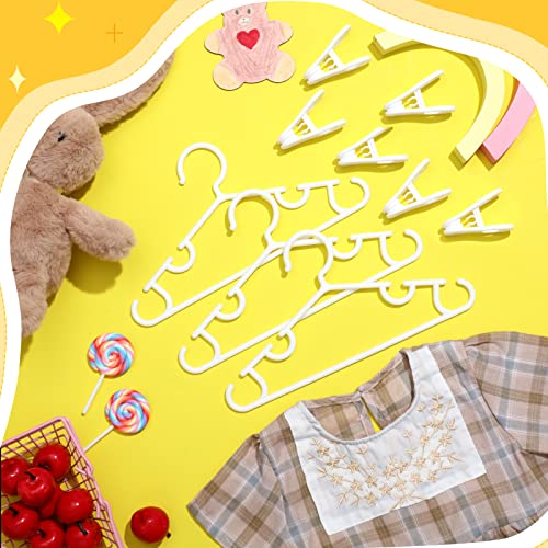 Hsei Baby Hangers with Clips, Plastic Kids Pants Hangers for Nursery Closet, Top and Bottom Clothes Hanger Set for Newborn Child Infant Toddler Boys and Girls(120 Packs,White,10.6 Inch) - Image 5