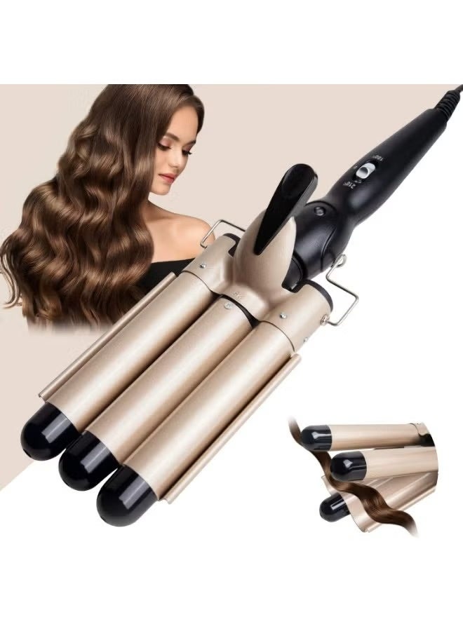 3 Barrel Hair Waver Curling Iron Wand with Adjustable Temperature and Ceramic Coating - Image 4