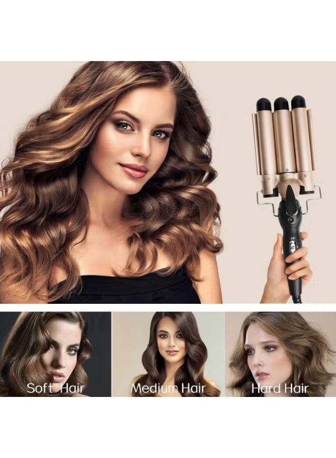 3 Barrel Hair Waver Curling Iron Wand with Adjustable Temperature and Ceramic Coating - Image 2