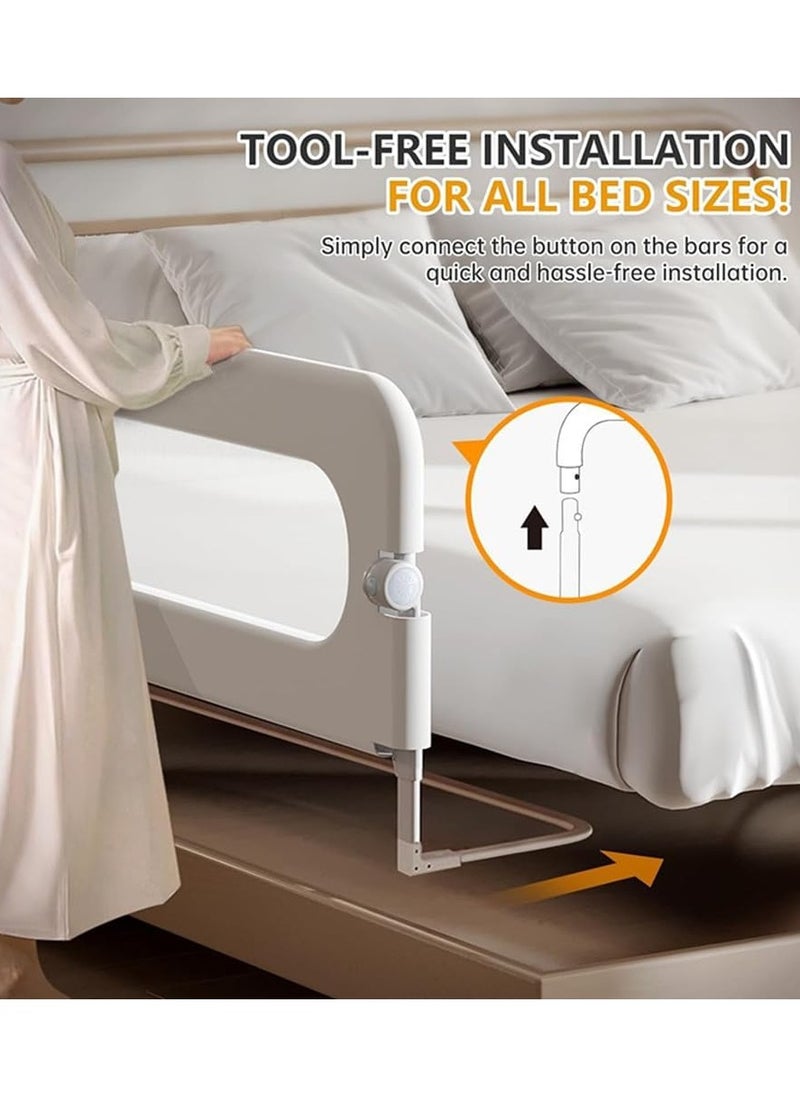 CityRiya-Long Toddler Bed Rails for Crib, Bed Rail Guard for Toddlers, Baby Crib Guard Bumper, Kids Adjustable Fall Protection Guardrails, Safety Bed Fence Protector Rail, Kids Safe Bed Side Rail for Queen, King Beds (1.8M)  - Image 3
