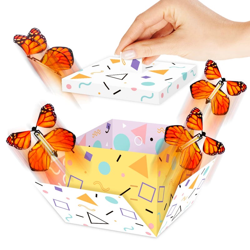 FETTIPOP DIY Butterfly Explosion Gift Box whiteyellow DIY 71x55x43 inches Surprise Flying Butterfly Box