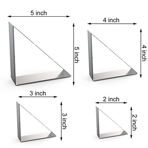 QAAQS 45/90 Degree Triangle Cookie Cutter Set - 5 inch, 4 inch, 3 inch, 2 inch - Half Square Right Angle Triangle Geometric Frame Plaque Cookie Cutters Shapes Molds - Stainless Steel - Image 2