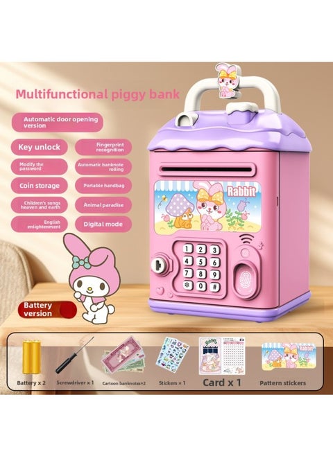 Can't Get In And Out Of The Year Piggy Bank Only Boys Password Box Kulomi Savings Girls Children Can Access-Color:Pink Bunny☀Password Unlock Automatic Banknote Rolling☀Battery Version