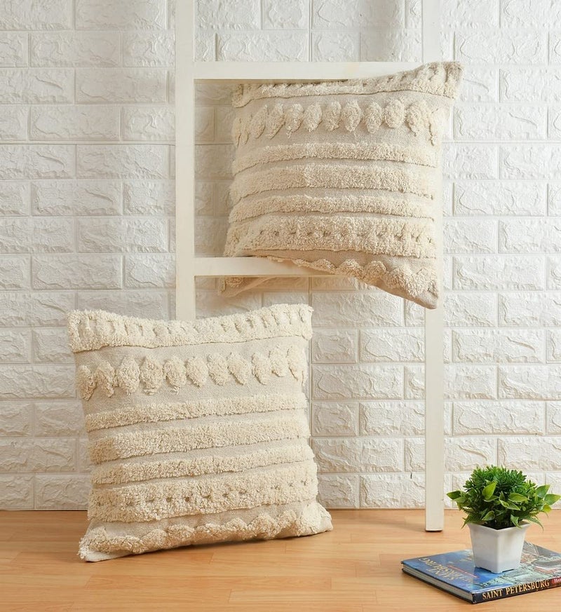 pepme pepme Tufted Cushion Cover Stripes Bars Diamonds 24 inches  - Image 1
