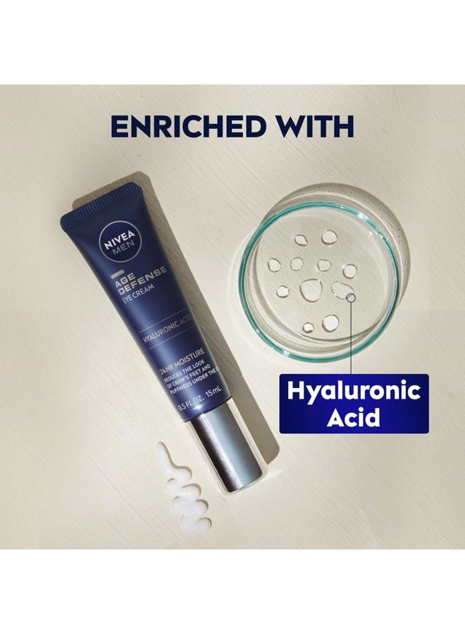 NIVEA MEN Age Defense Eye Cream with Hyaluronic Acid, 24-Hour Hydrating Under Eye Cream for Men Helps Reduce Look of Crow's Feet, Fine Lines and Dark Circles, 0.5 Fl Oz Tube - Image 4