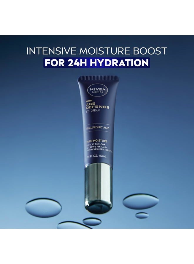 NIVEA MEN Age Defense Eye Cream with Hyaluronic Acid, 24-Hour Hydrating Under Eye Cream for Men Helps Reduce Look of Crow's Feet, Fine Lines and Dark Circles, 0.5 Fl Oz Tube - Image 2