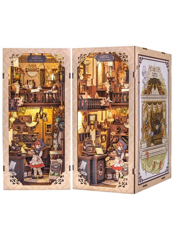 Fsolis Book Nook Kit, DIY Miniature Dollhouse Kit for Adults Bookshelf Decor Birthday for Women Teens Craft Lovers (Grandpa's Antiques Store) - Image 1