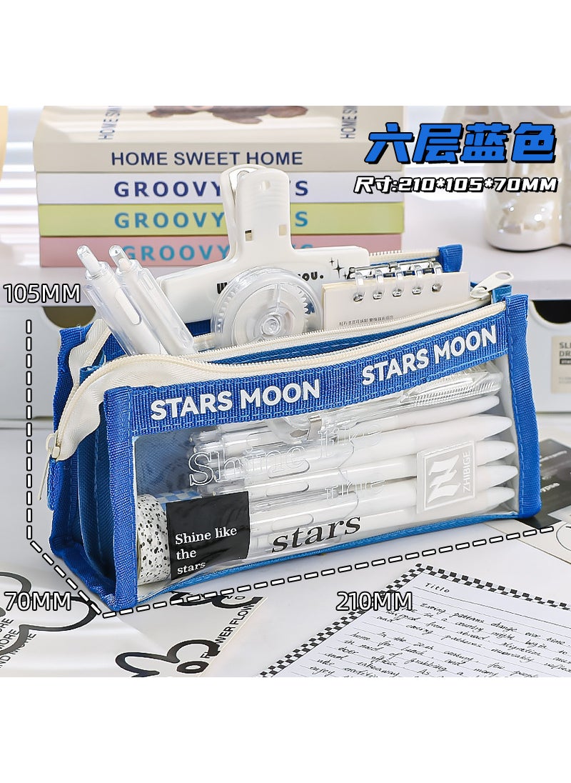 Generic - Clear Geometric Pencil Case Large Capacity 2024 Blue - Image 1