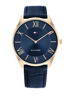 Men Analog Round Shape Leather Wrist Watch 43 mm