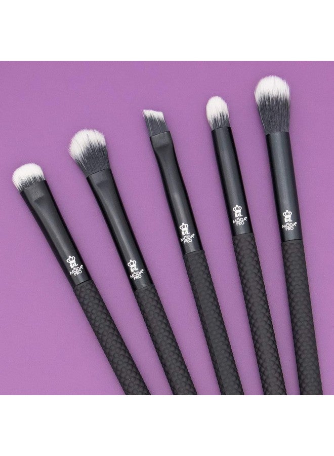 MODA Pro 5Pc Deluxe Eye Makeup Brush Kit Includes Shader Crease Detail Smudger And Liner Brushes (Black) - Image 2