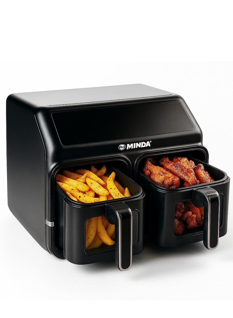 Minda Hot Air Fryer 9 Litres I 4.5 L + 4.5 L I Double Hot Air Fryer I Air Fryer I Air Fryer I Touch Screen I Double Chamber - Image 2