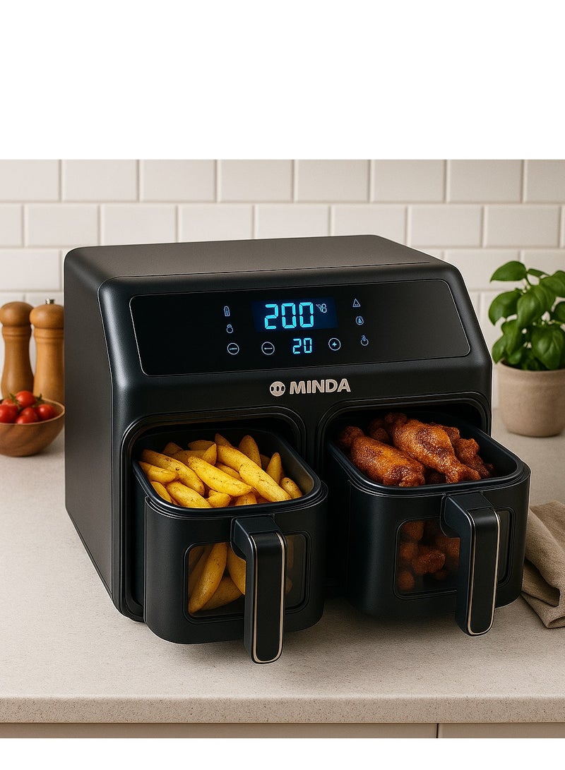 Minda Hot Air Fryer 9 Litres I 4.5 L + 4.5 L I Double Hot Air Fryer I Air Fryer I Air Fryer I Touch Screen I Double Chamber - Image 5