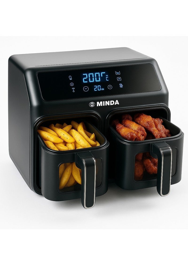 Minda Hot Air Fryer 9 Litres I 4.5 L + 4.5 L I Double Hot Air Fryer I Air Fryer I Air Fryer I Touch Screen I Double Chamber - Image 1