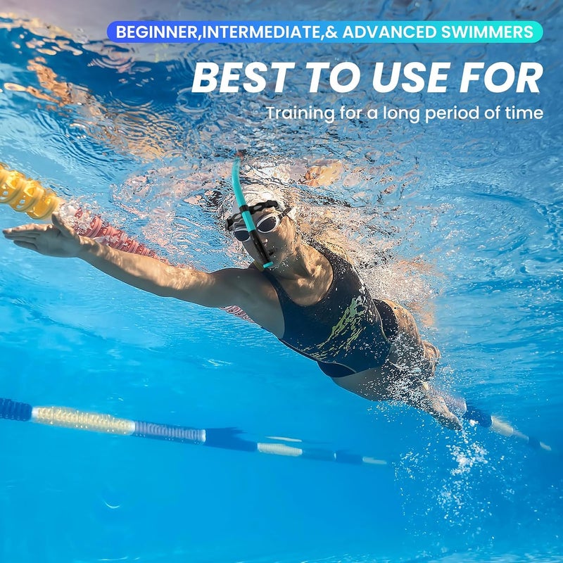 Swimmer's Snorkel for Lap Swimming, Adult Snorkeling Gear Swim Training, Center-Mount Silicone Mouthpiece One-Way Purge Valve in Pool and Open Water - Image 4