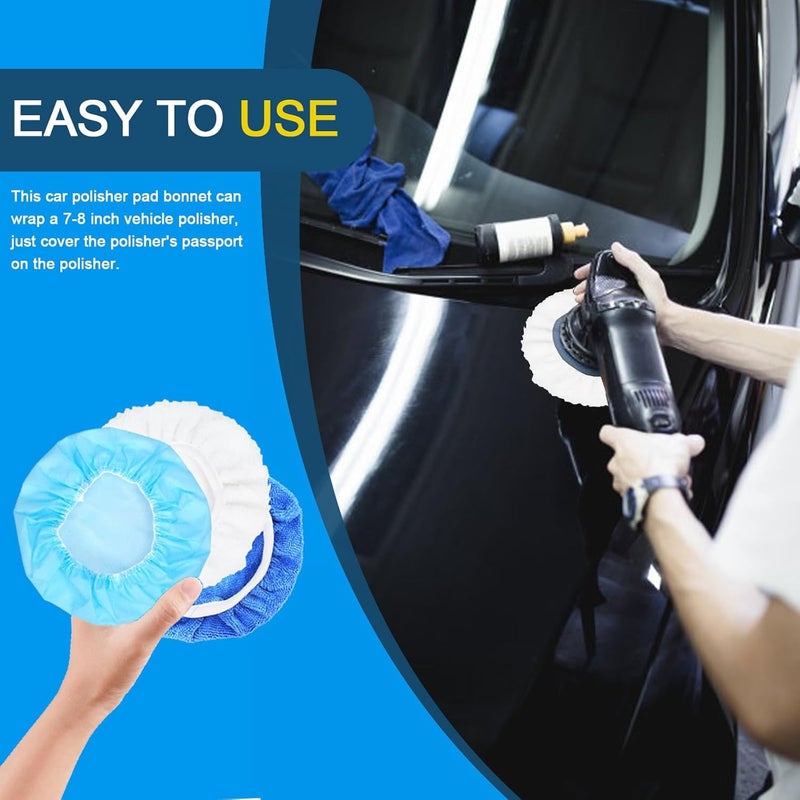 Glarks 12Pcs 7-8 Inch Car Polisher Pad Bonnet Set, Soft Microfiber/Woolen/Non-Woven Polishing Bonnet Buffing Pad Cover Car Waxers Bonnet Set for Orbital Buffer Polisher (7-8 Inch) Multi-use well-engineered build - Image 5