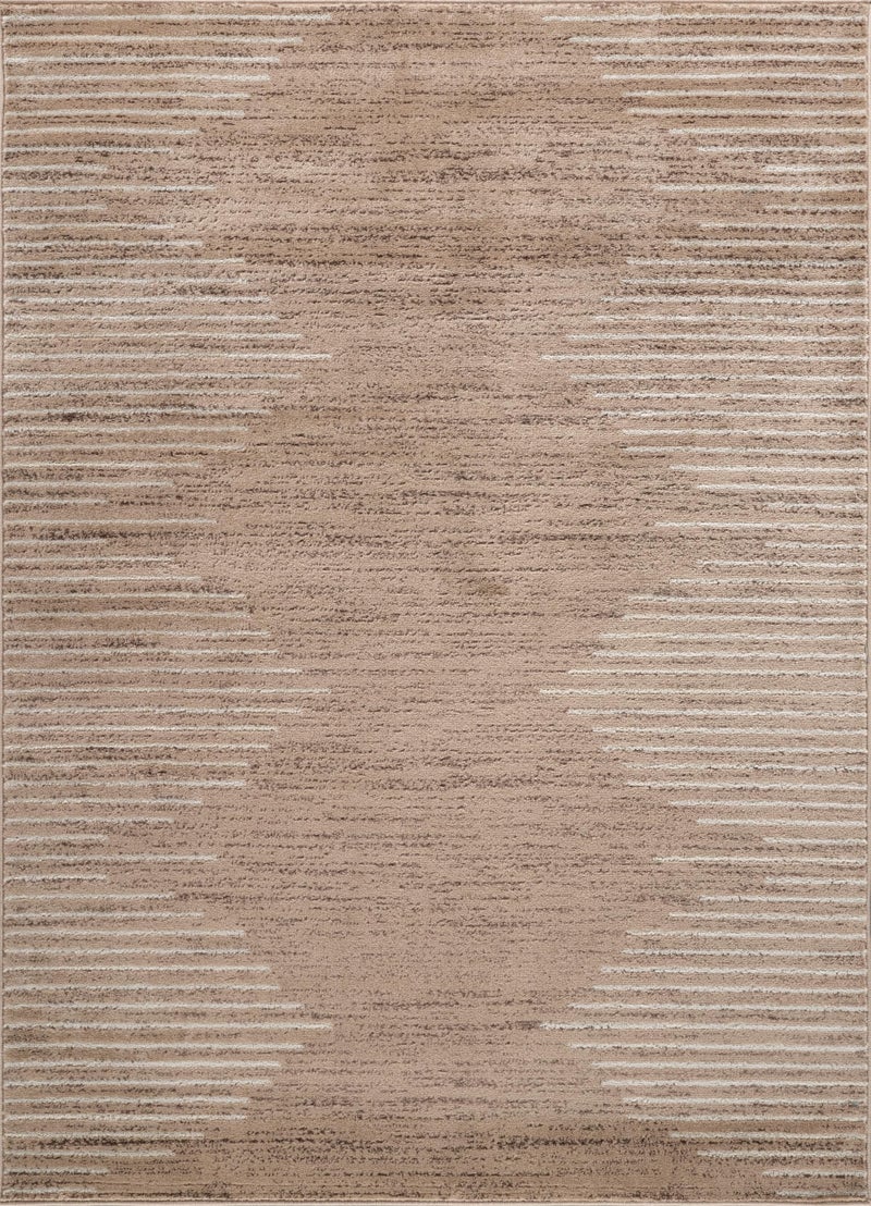 Rugshop Bohemian Stripe Stain Resistant High Traffic Living Room Kitchen Bedroom Dining Home Office Area Rug 5' x 7' Beige - Image 2