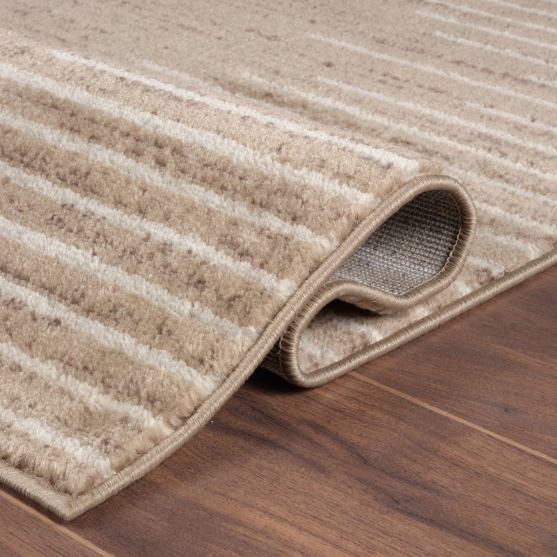Rugshop Bohemian Stripe Stain Resistant High Traffic Living Room Kitchen Bedroom Dining Home Office Area Rug 5' x 7' Beige - Image 3