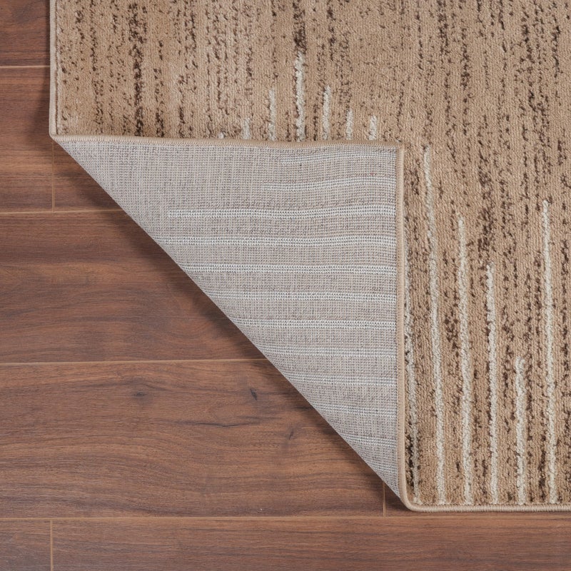 Rugshop Bohemian Stripe Stain Resistant High Traffic Living Room Kitchen Bedroom Dining Home Office Area Rug 5' x 7' Beige - Image 5