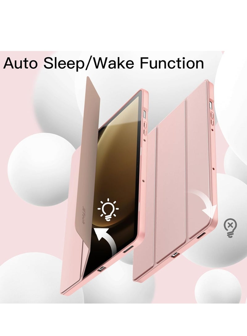 ELTRAZONE Case for Tab S9 FE 10.9-Inch with S Pen Holder - Soft TPU Tri-Fold Stand Protective Tablet Cover, Supports S Pen Charging, Auto Wake/Sleep - Rose Gold - Image 4