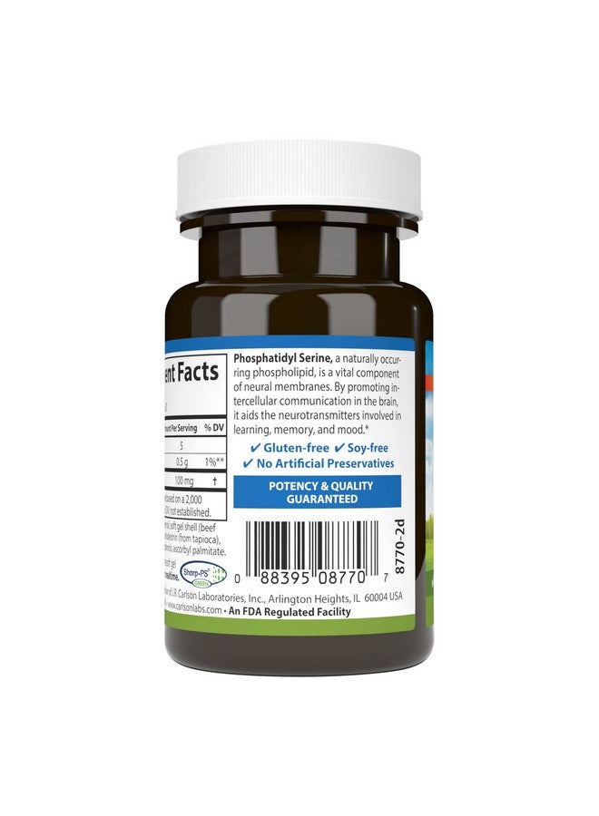 Carlson - Phosphatidyl Serine, 100 mg, Non-GMO, Brain Function, 30 Softgels - Image 3