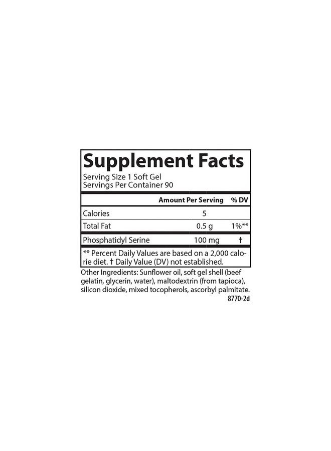 Carlson - Phosphatidyl Serine, 100 mg, Non-GMO, Brain Function, 30 Softgels - Image 4
